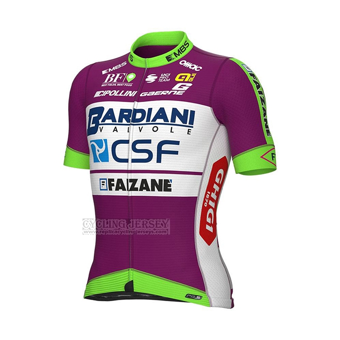 2022 Cycling Jersey Bardiani Csf Purple Green Short Sleeve and Bib Short